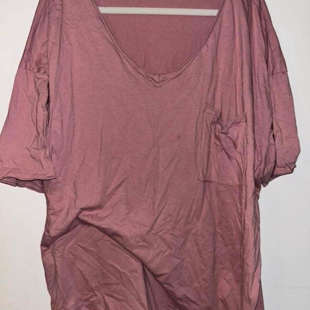 Zenana Outfitters Pink Puff Sleeve Oversized Tee